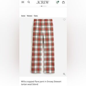 J.Crew Willa tartan plaid wool blend pants. Size 2P. Well cared for condition.